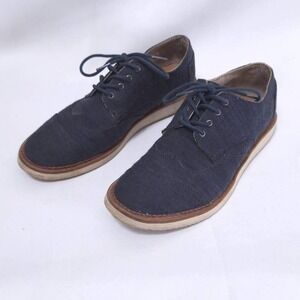 TOMS Denim Oxfords Shoes Mens 9 Brogue Ash Aviator Twill Blue Lace Up Preppy